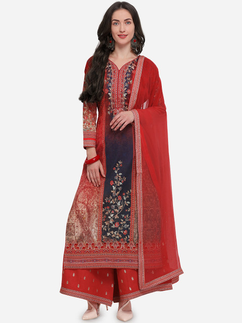 

Rajnandini Red Printed Semi-Stitched Dress Material