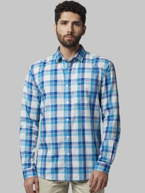 

Park Avenue Men Blue & White Slim Fit Checked Casual Shirt