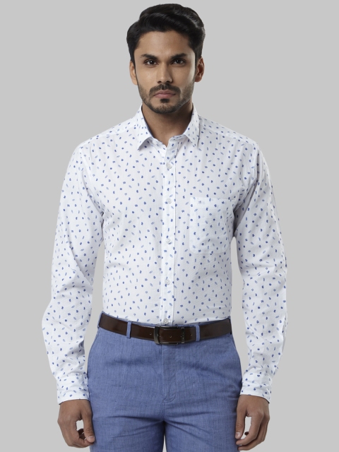 

Raymond Men White & Blue Slim Fit Printed Formal Shirt