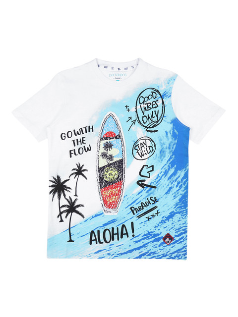 

POPPERS by Pantaloons Boys White Printed Round Neck T-shirt