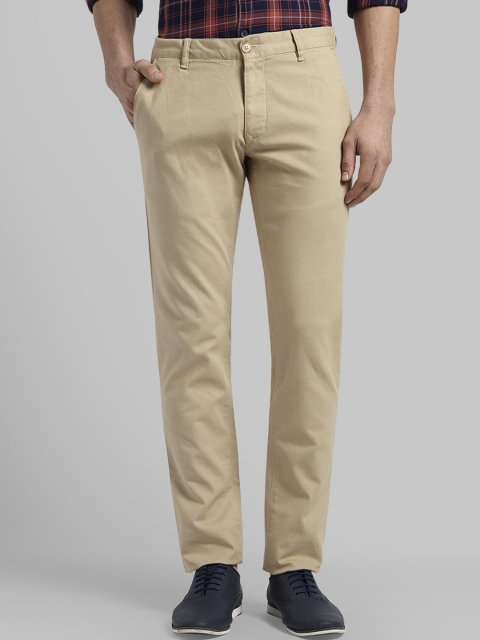 Parx Men Brown Tapered Fit Solid Regular Trousers