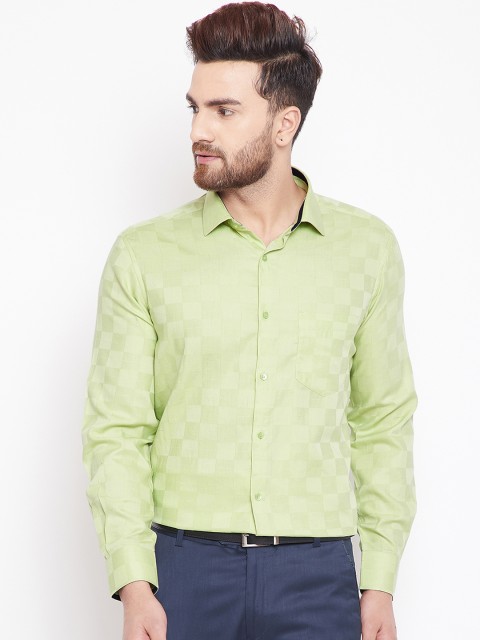 

Canary London Men Green Slim Fit Self Design Party Shirt