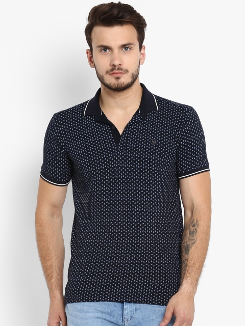 

Mufti Men Navy Blue Printed Polo Collar T-shirt