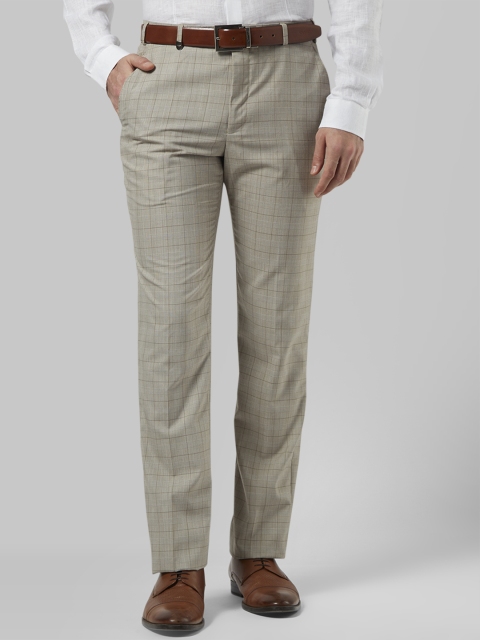 

Park Avenue Men Brown Slim Fit Checked Formal Trousers