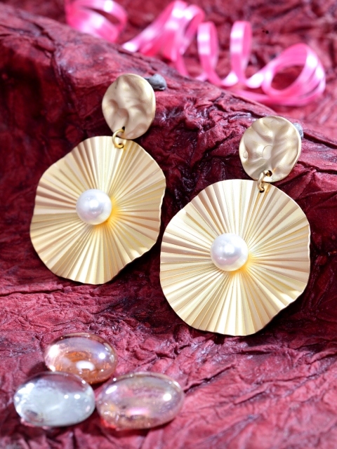 

SASSAFRAS Gold-Plated Contemporary Drop Earrings