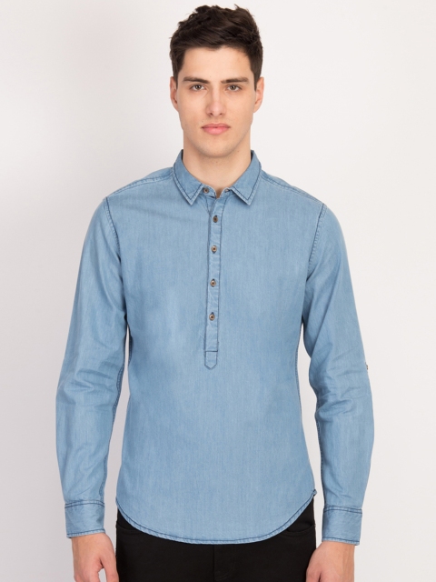LA LOFT Men Blue Regular Fit Solid Casual Shirt