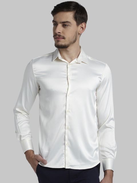 

Parx Men Off-White Slim Fit Solid Party Shirt