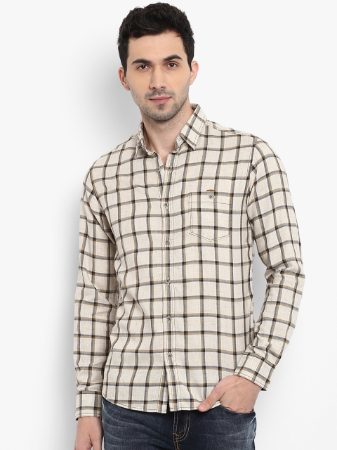 

Mufti Men Khaki Slim Fit Checked Casual Shirt