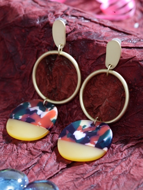 

SASSAFRAS Gold-Plated Circular Drop Earrings