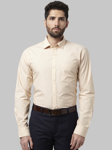 Park Avenue Men Beige Slim Fit Solid Formal Shirt
