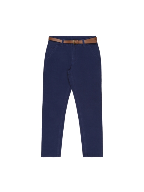 POPPERS by Pantaloons Boys Navy Blue Regular Fit Solid Regular Trousers