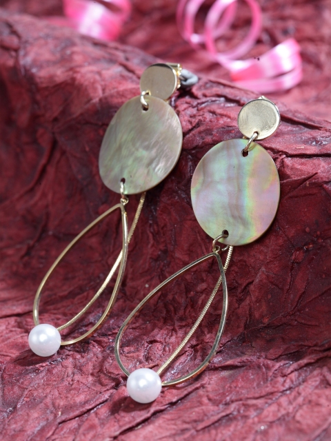 

SASSAFRAS Gold-Plated Contemporary Drop Earrings