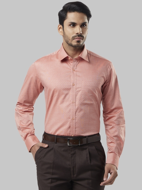 

Raymond Men Peach-Coloured Regular Fit Self Design Formal Shirt