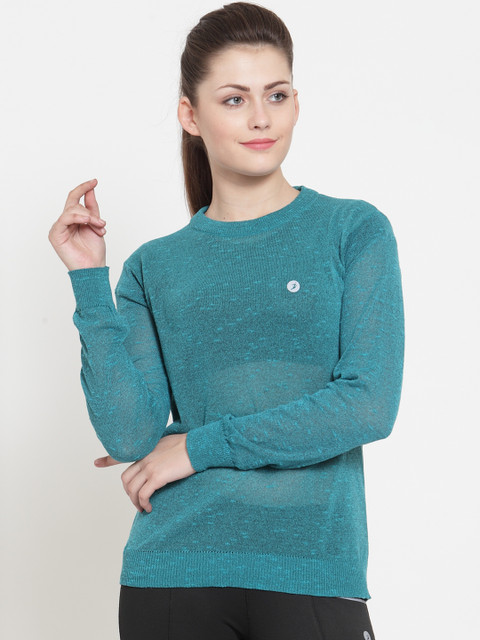 

BUKKUM Women Green Solid Pullover