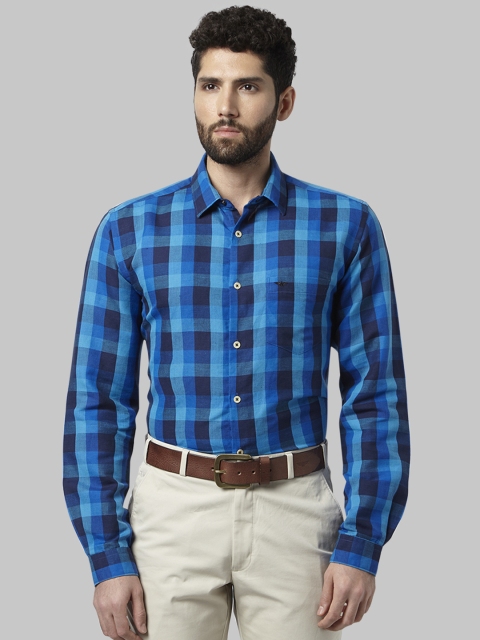 

Park Avenue Men Blue Slim Fit Checked Formal Shirt