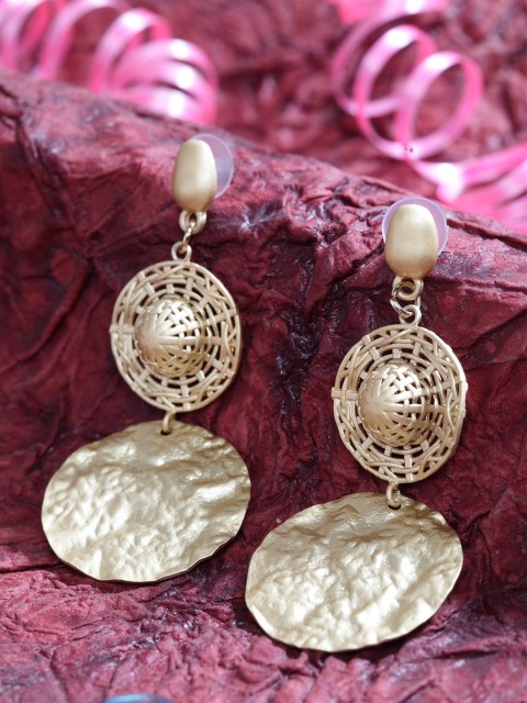 

SASSAFRAS Gold-Plated Contemporary Drop Earrings