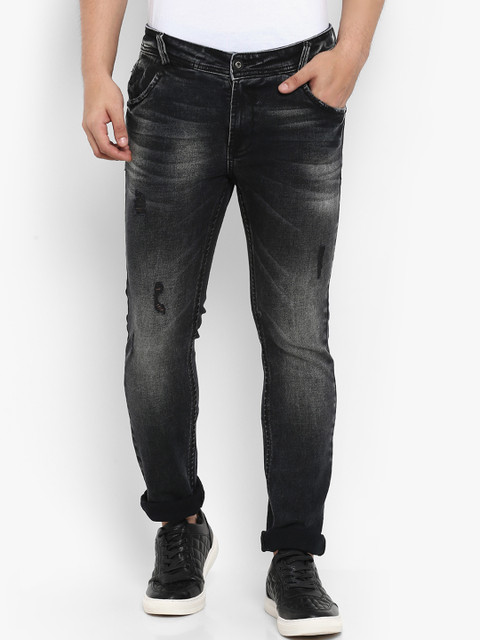 

Mufti Men Black Slim Fit Mid-Rise Mildly Distressed Stretchable Jeans