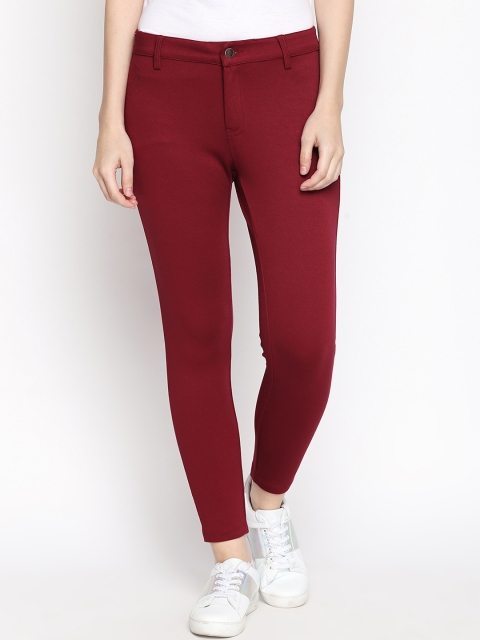 

Honey by Pantaloons Women Red Solid Slim-Fit Jeggings