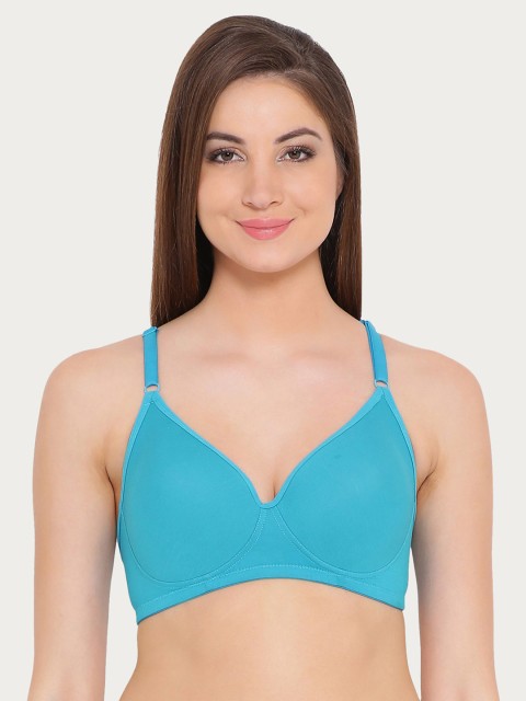 

Clovia Cotton Rich Padded Non-Wired T-Shirt Bra, Blue