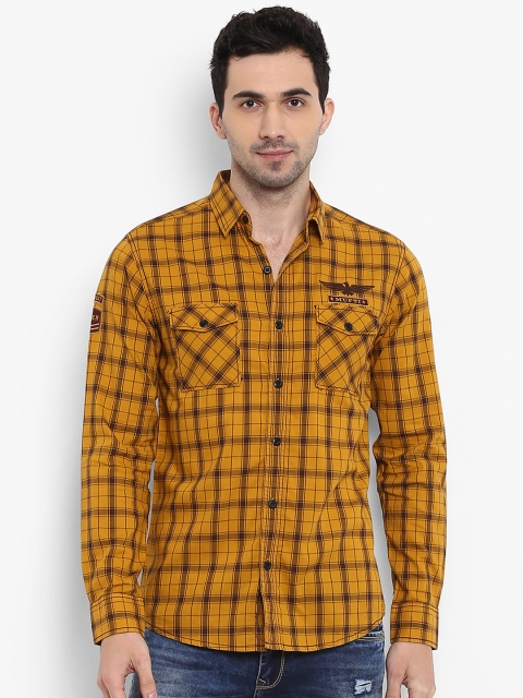 

Mufti Men Mustard Slim Fit Checked Casual Shirt
