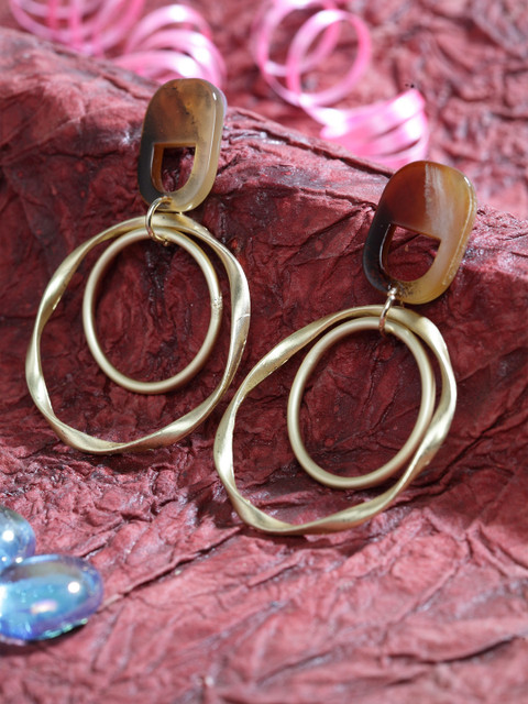 

SASSAFRAS Gold-Plated Circular Drop Earrings