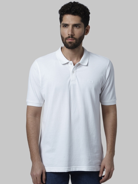 

Park Avenue Men White Solid Polo Collar T-shirt
