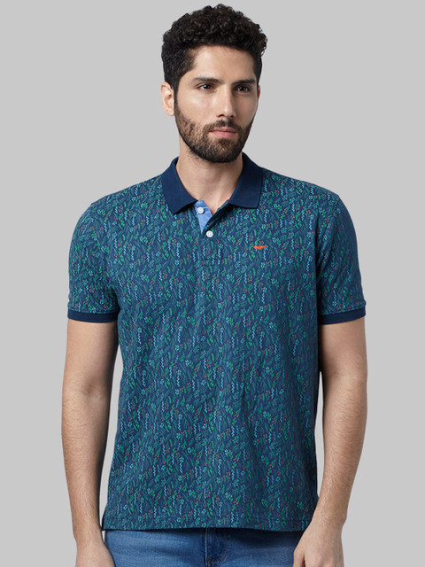

Park Avenue Men Blue Printed Polo Collar T-shirt
