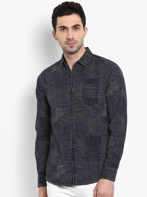 

Mufti Men Navy Blue Slim Fit Printed Casual Shirt