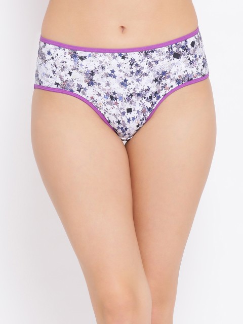 

Clovia Women White & Purple Self Design Hipster Briefs PN2859P18XL