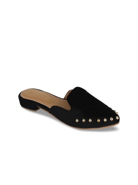 

Bruno Manetti Women Black Solid Suede Mules
