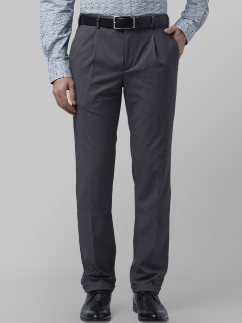 

Park Avenue Men Grey Slim Fit Self Design Formal Trousers