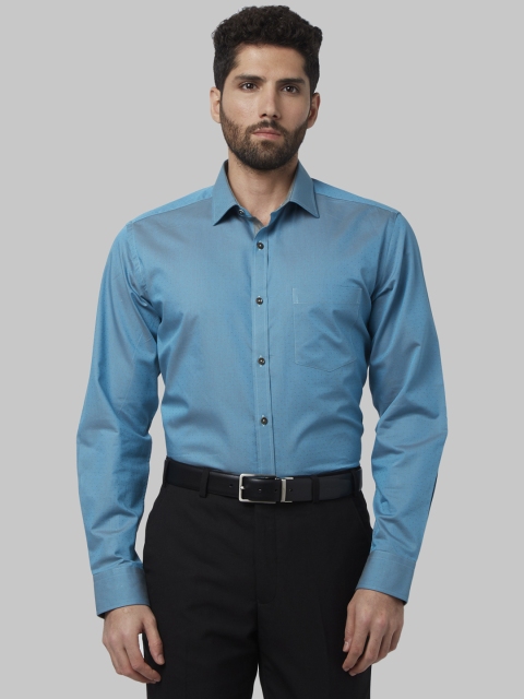 Park Avenue Men Blue Regular Fit Self Design Formal Shirt