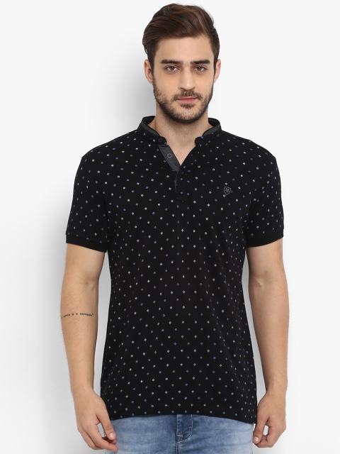 

Mufti Men Black Printed Mandarin Collar T-shirt