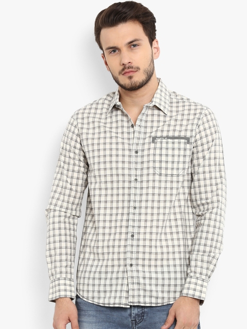 

Mufti Men Off-White Slim Fit Checked Casual Shirt