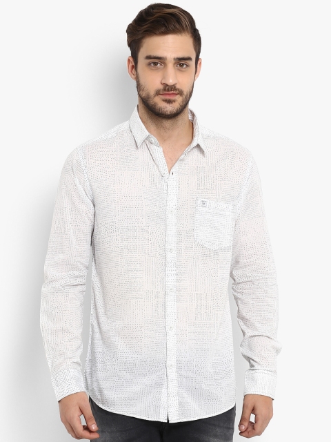 

Mufti Men White Slim Fit Printed Casual Shirt