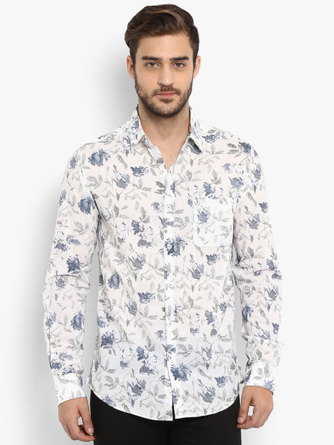 

Mufti Men White Slim Fit Printed Casual Shirt