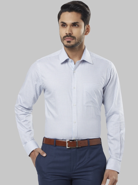 

Raymond Men Blue & Off-White Regular Fit Checked Formal Shirt