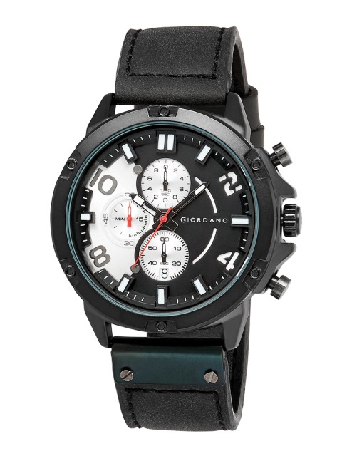

GIORDANO Men Black Analogue Leather Watch C1109