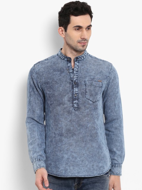

Mufti Men Blue Slim Fit Faded Casual Shirt