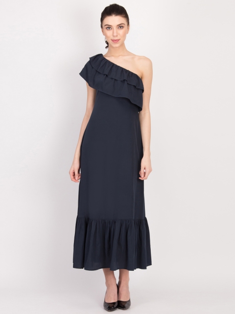 

LA LOFT Women Navy Blue Solid Fit and Flare Dress