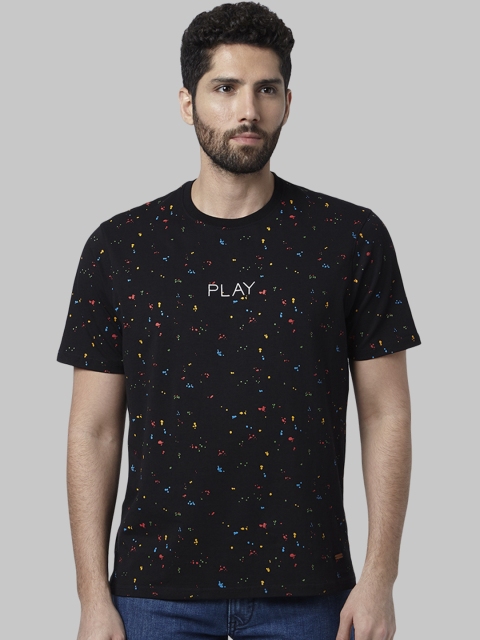 

Park Avenue Men Black Printed Round Neck Pure Cotton T-shirt