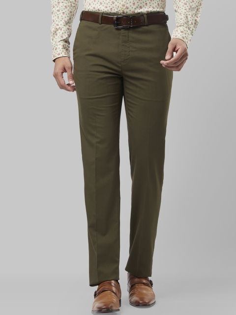 

Raymond Men Olive Green Slim Fit Solid Formal Trousers