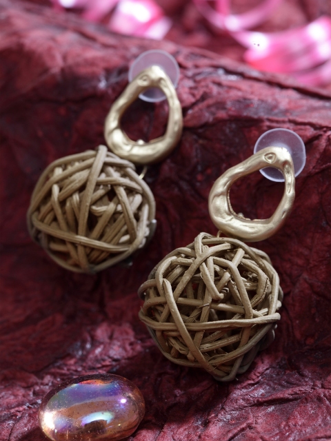 

SASSAFRAS Gold-Plated Spherical Drop Earrings