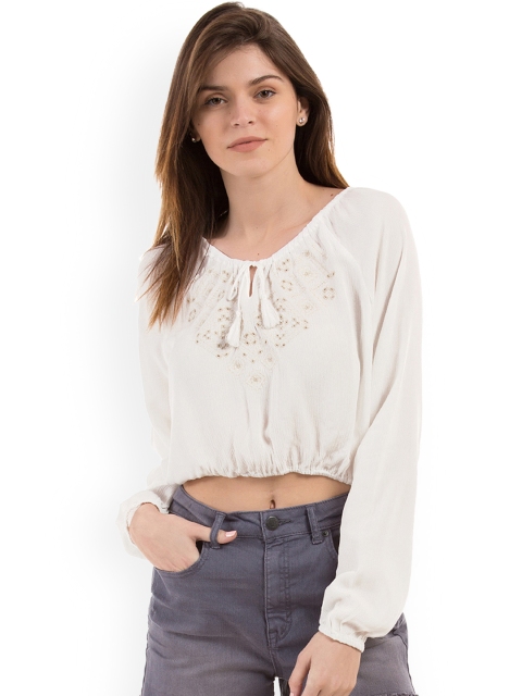 

Aeropostale Women White Printed Blouson Top