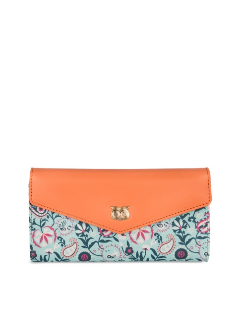 

Chumbak Women Orange & Turquoise Blue Printed Three Fold Wallet