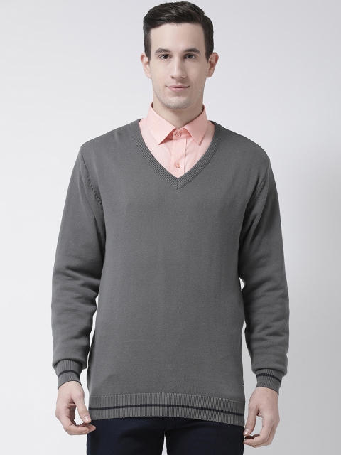 

Club York Men Grey Solid Pullover