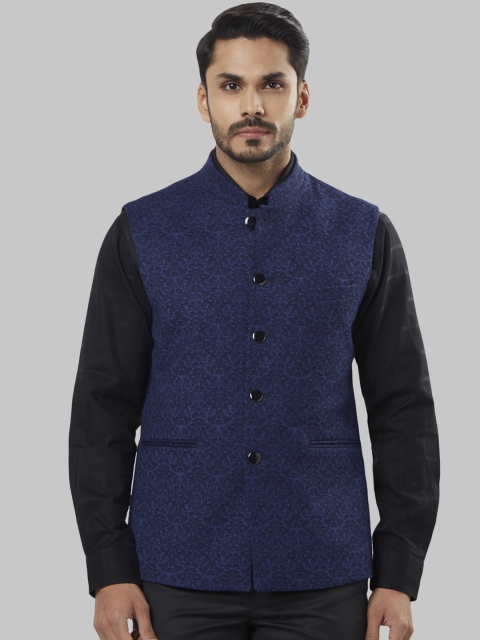 

Raymond Blue Self-Design Single-Breasted Waistcoat