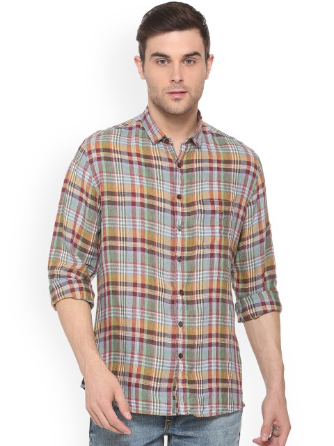 

Van Heusen Sport Men Multicoloured Slim Fit Checked Casual Shirt, Multi