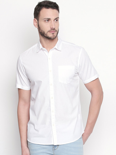 

BYFORD by Pantaloons Men White Slim Fit Solid Casual Shirt
