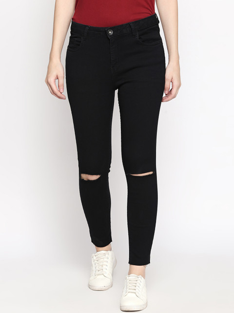

SF JEANS by Pantaloons Women Black Skinny Fit High-Rise Slash Knee Stretchable Jeans